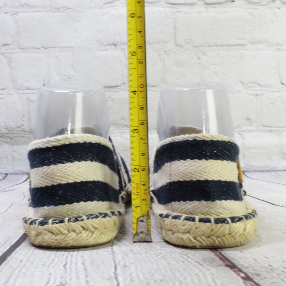 *Alexis Leroy Blue White Stripe Canvas Slip On Flat Espadrilles Size 38 - Picture 7 of 9